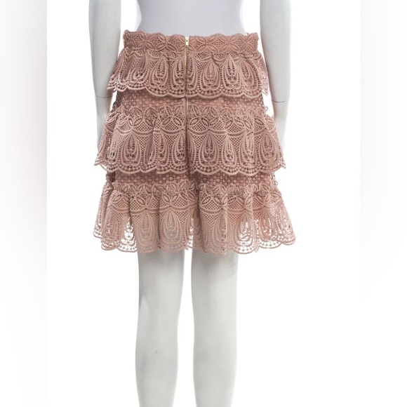 Self-Portrait Lace Mini Skirt in Blush - Picture 3 of 10